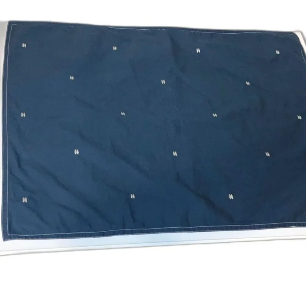 WEST ELM Navy Blue White Embroidered Stitching Nautical Pillow Sham Standard